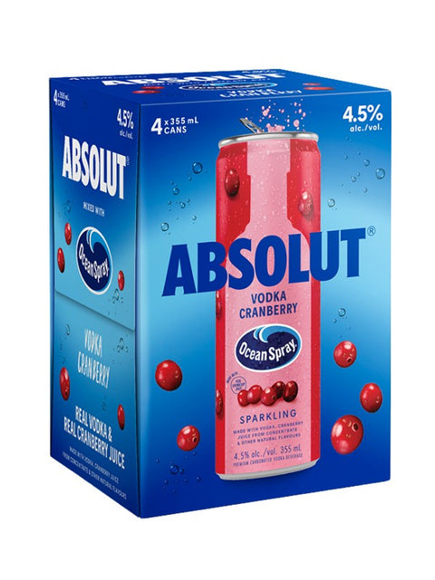 Absolut Ocean Spray Cranberry 4 Pack Cans