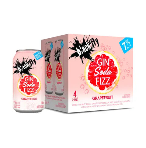 GIN SODA FIZZ PAMPLEMOUSSE BLACK FLY, paquet de 4