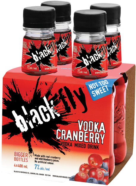 VODKA BLACK FLY CANNEBERGE, paquet de 4