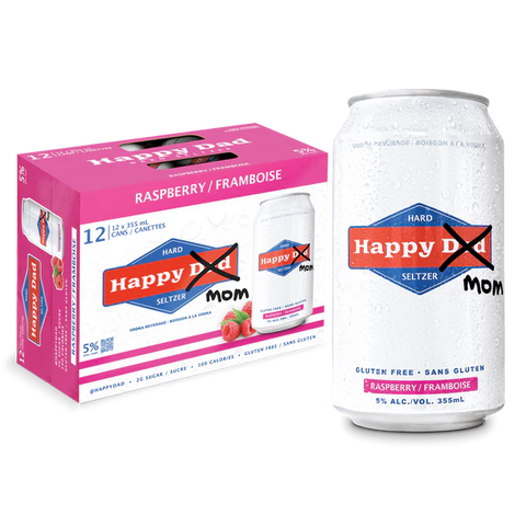 Happy Dad “Mom” Hard Seltzer Raspberry 12 Pack Cans
