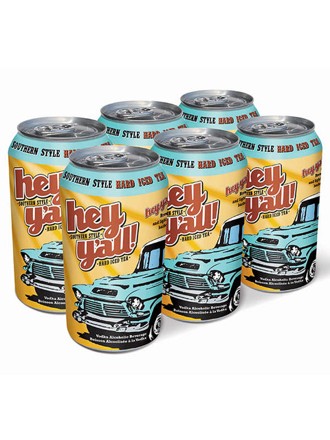 Hey Y'All, thé glacé dur style sudiste, paquet de 6 canettes