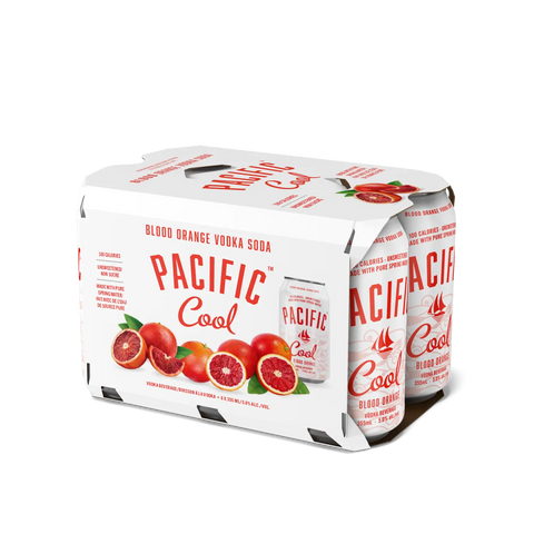Pacific Cool Vodka Soda Orange Sanguine, Pack de 6 Canettes