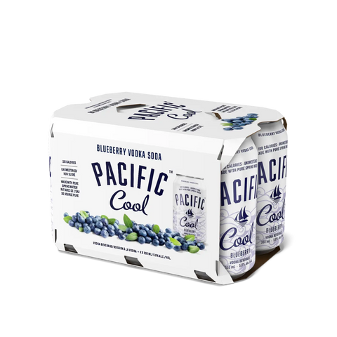 Pacific Cool Blueberry Vodka Soda, paquet de 6 canettes