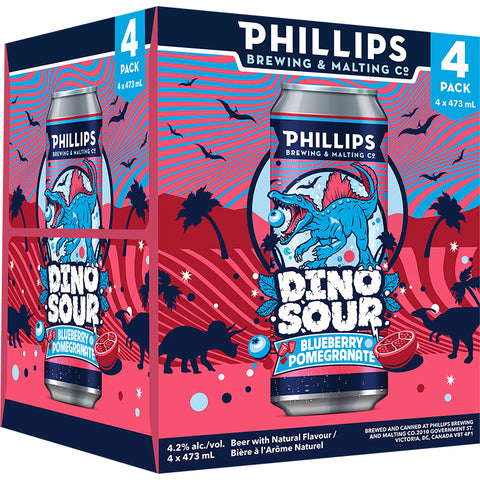 Phillips Dinosour Blueberry Pomegranate Sour Ale, paquet de 4 canettes