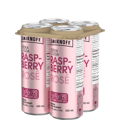 Smirnoff Vodka & Soda Raspberry Rose 4 Pack Cans