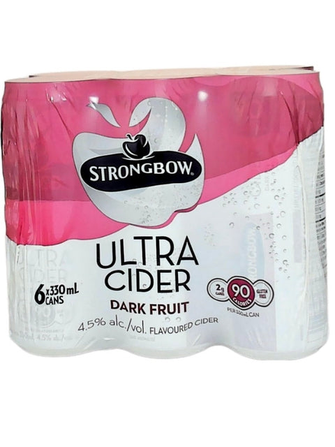 Cidre de fruits ultra foncé Strongbow, paquet de 6 canettes