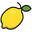 Cartoon lemon with a green leaf on a white background