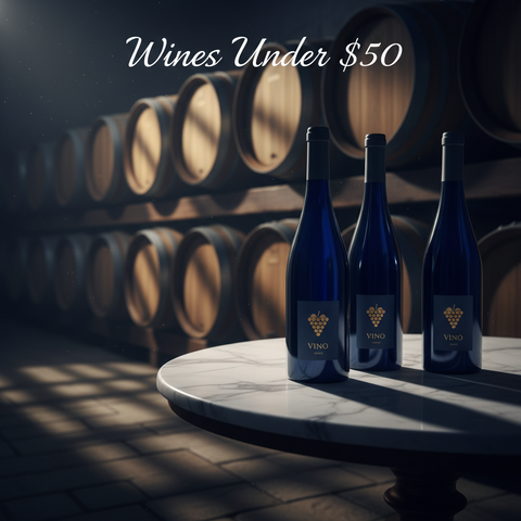 Premium wines under $50 collection featuring curated red, white and rosé bottles offering excellent quality and value available to order online with delivery across Canada.