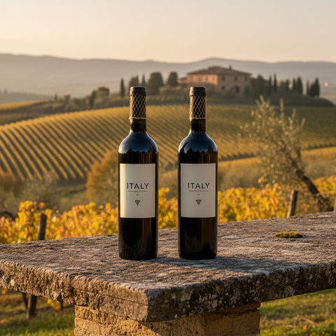 Italian red wine collection featuring premium wines from Italy including Barolo, Brunello and Super Tuscan bottles available to buy online with delivery across Canada.