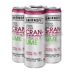 Smirnoff Vodka & Soda Cranberry Lime 4 Pack Cans