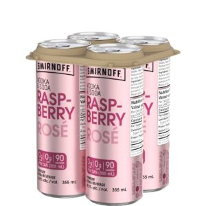 Smirnoff Vodka & Soda Raspberry Rose 4 Pack Cans