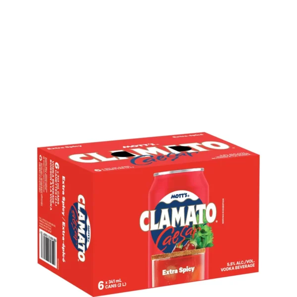 Mott’s Clamato Caesar Extra Spicy 6 Pack Cans