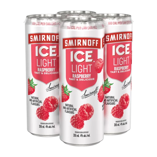 Smirnoff Ice Light Raspberry &Amp; Soda 4 Pack Cans
