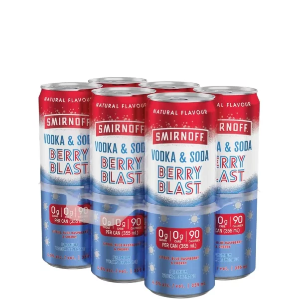 Smirnoff Vodka &Amp; Soda Berry Blast 6 Pack Cans