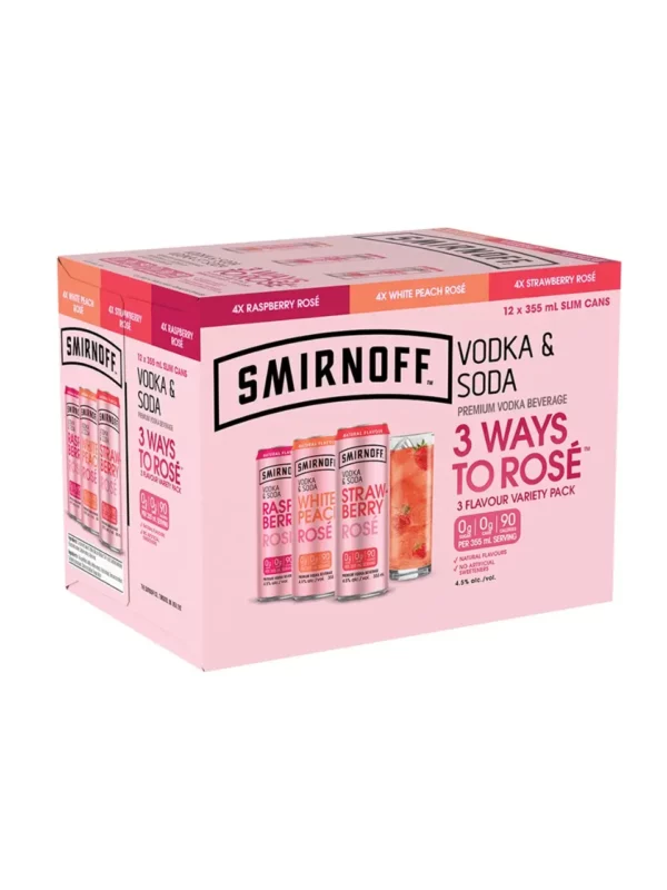 Smirnoff Vodka & Soda Rose Variety 12 Pack Cans