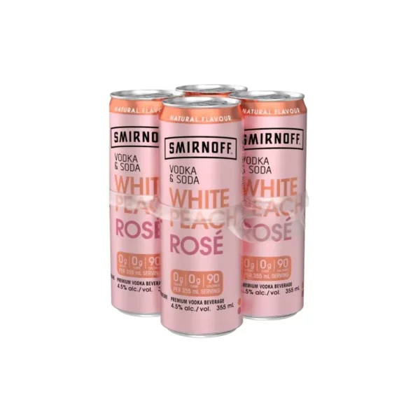Smirnoff Vodka Soda White Peach Rosé 4 Pack Cans